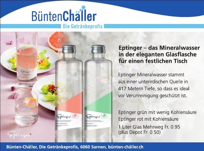 Eptinger- das Mineralwasser in der eleganten Glasflasche